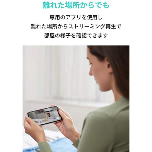 外出先からスマホで室内映像を確認可能。