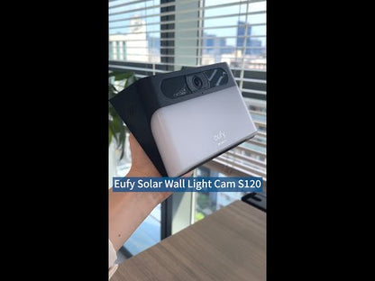 センサーライト機能を搭載した屋外セキュリティカメラ Eufy Solar Wall Light Cam S120